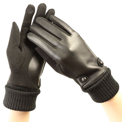 Black Color PU 22x16cm Winter Warm Gloves For Women