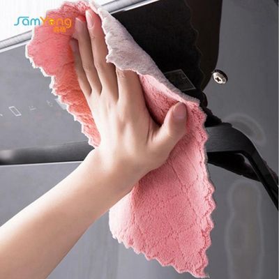 Anti Bacterial Coral Fleece Towel Small Hand Towels For Kitchen 30x30cm